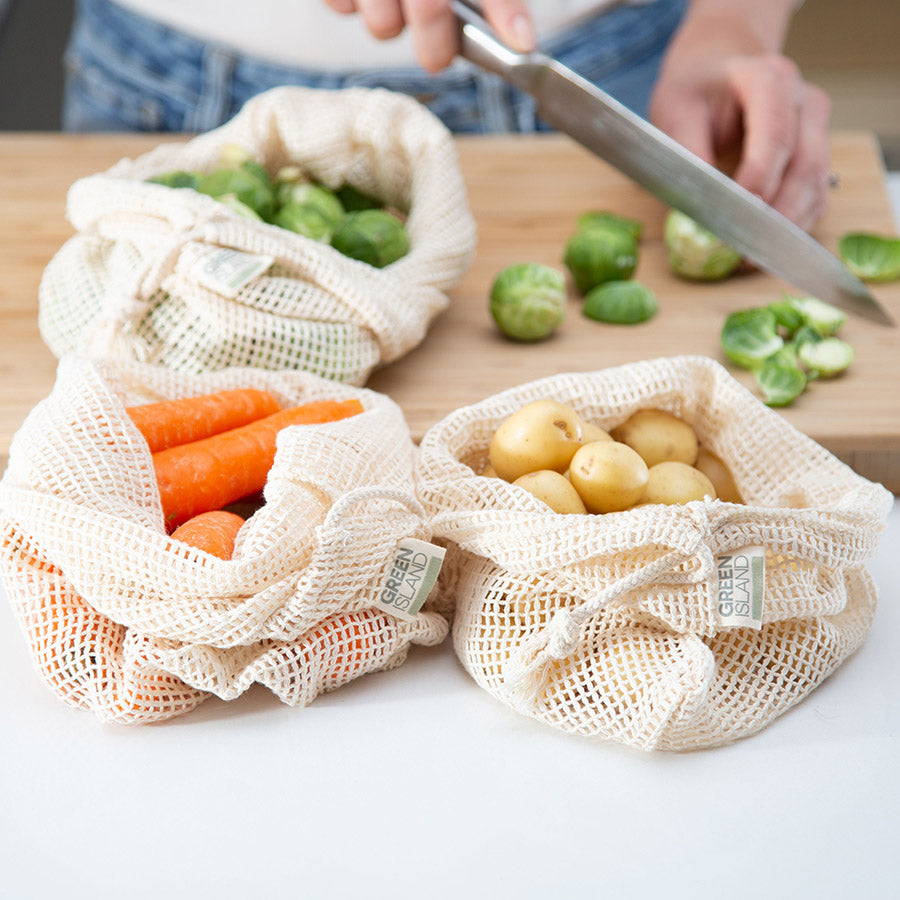 Cotton Mesh Food Bags – Green Island - Main Image