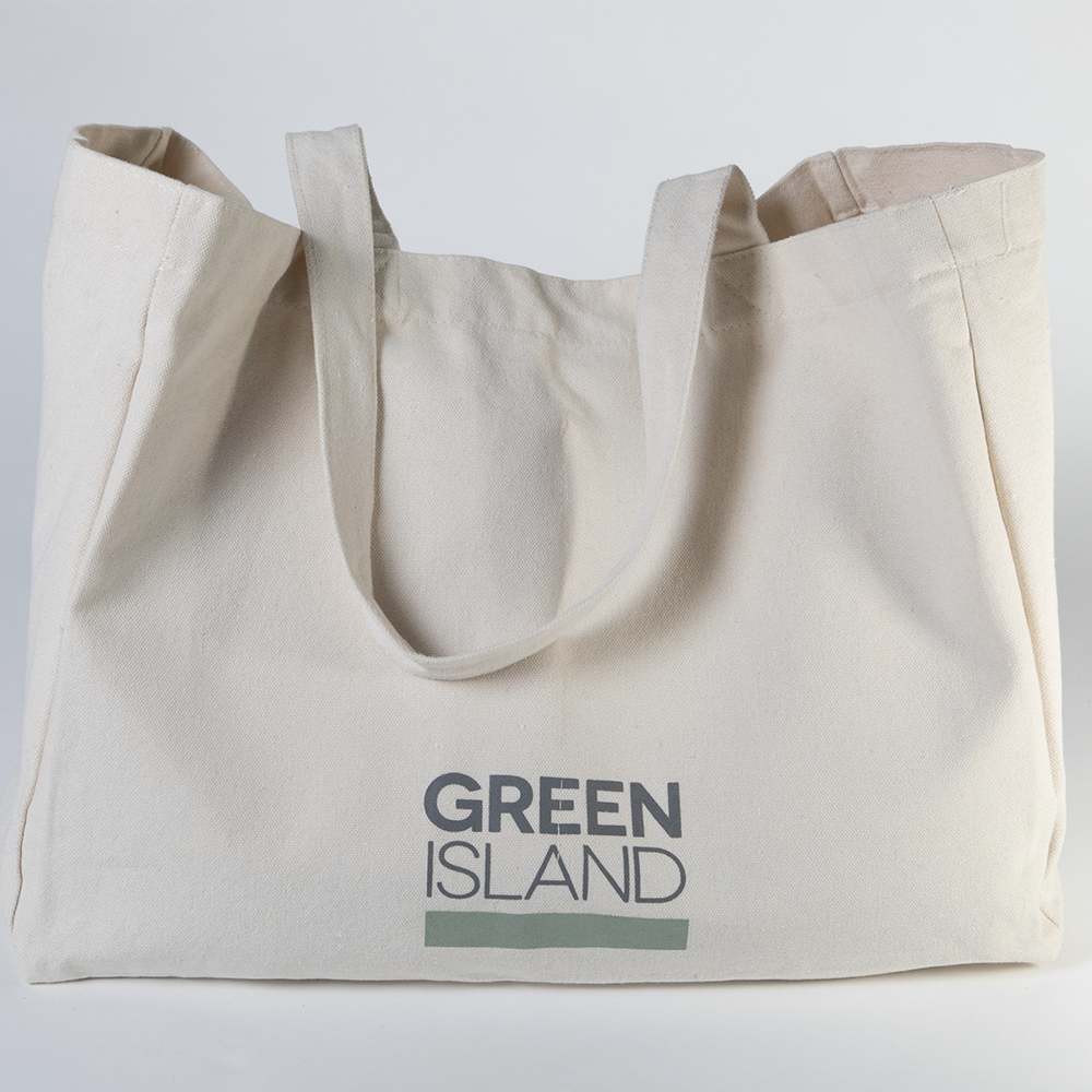 Organic Large Canvas Tote Bag Green Island