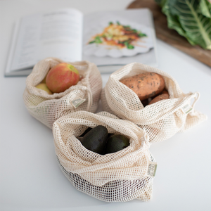 thumbnail image 2 of Cotton Mesh Produce Bags - Reusable Drawstring Bags For Groceries - 8x12 Inch Lot 2 of 5