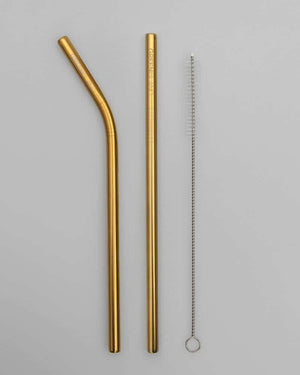 Gold metal straw